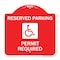Signmission Reserved Parking Permit Required W/ Graphic, Red & White Aluminum Sign, 18" x 18", RW-1818-23059 A-DES-RW-1818-23059 - alternate 1